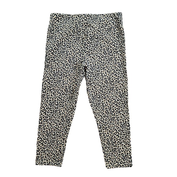 J. Crew Womens Everyday Leggings Cropped Pants Size Large Brown Black Leopard - Picture 2 of 6